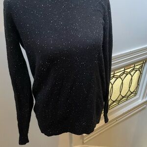 Bloomingdale's Black and White Speckled Cashmere Sweater